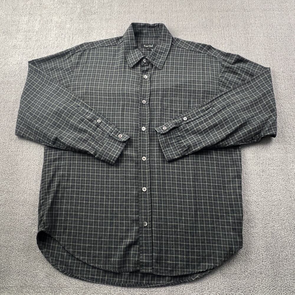 Vintage True Grit Shirt Adult Large Check Button Up Long Sleeve Flannel Men's